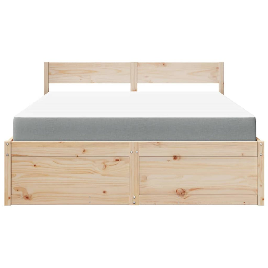 Bed met lades en matras massief grenenhout 140x200 cm