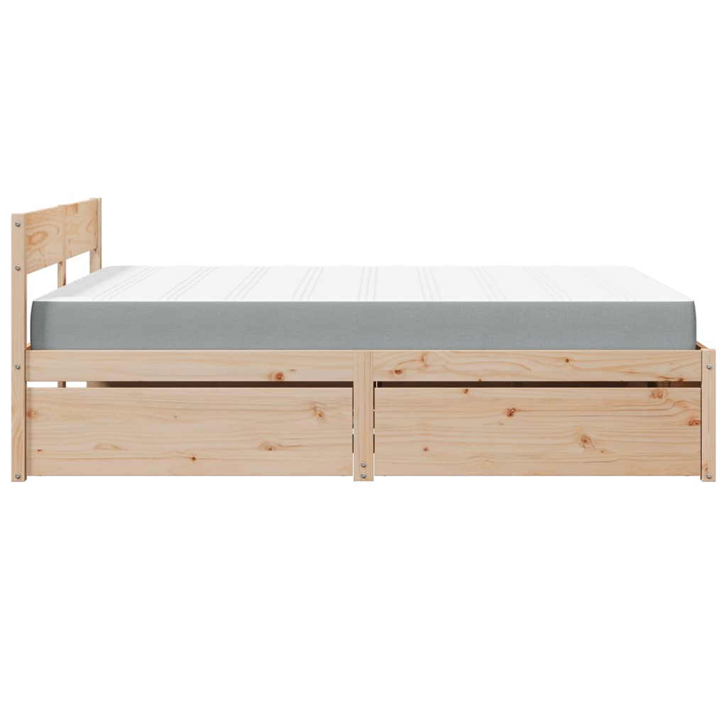 Bed met lades en matras massief grenenhout 140x200 cm