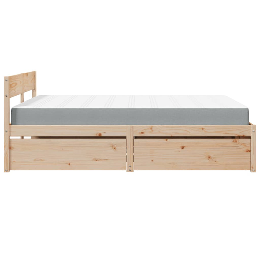 Bed met lades en matras massief grenenhout 140x200 cm