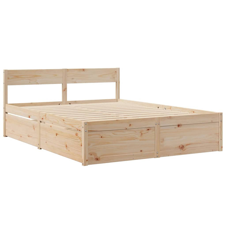 Bed met lades en matras massief grenenhout 140x200 cm