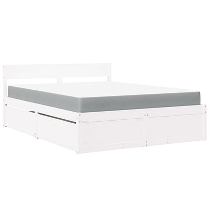 Bed met lades en matras massief grenenhout wit 140x200 cm