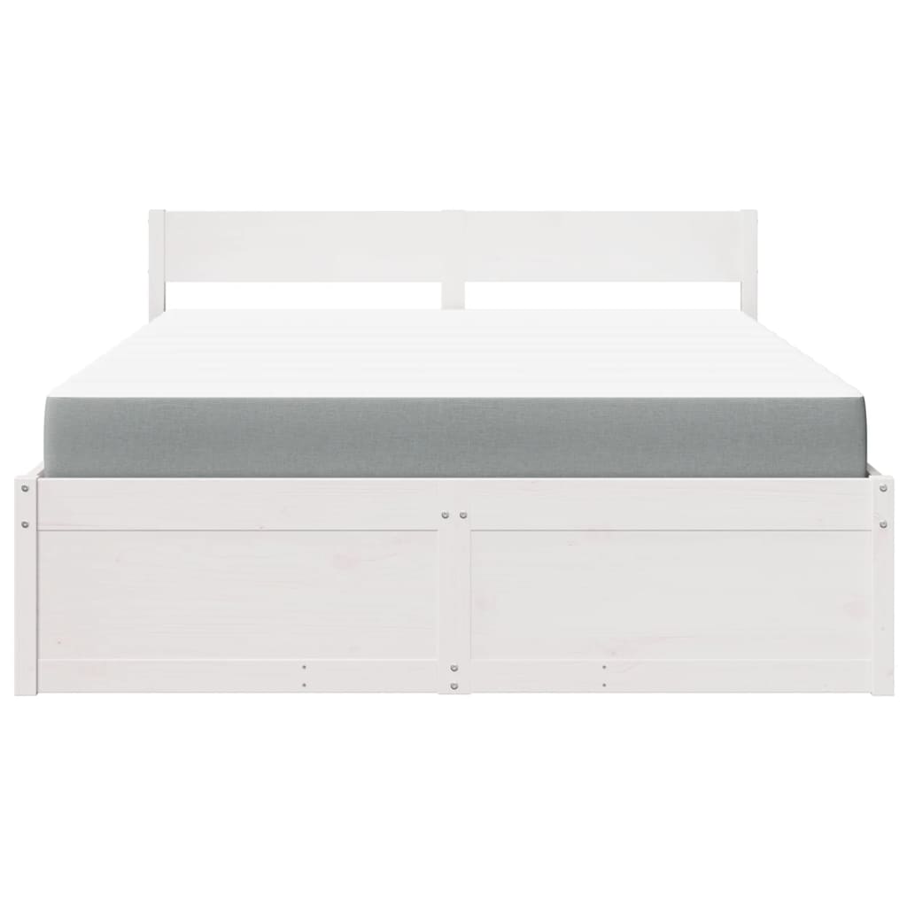Bed met lades en matras massief grenenhout wit 140x200 cm