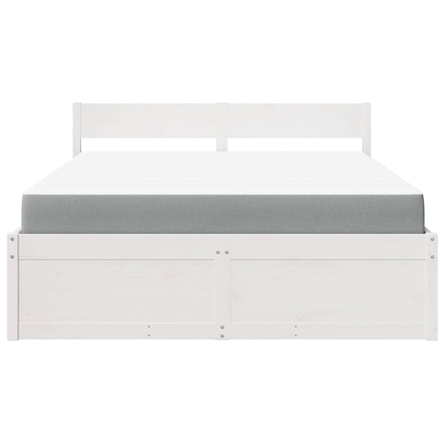 Bed met lades en matras massief grenenhout wit 140x200 cm