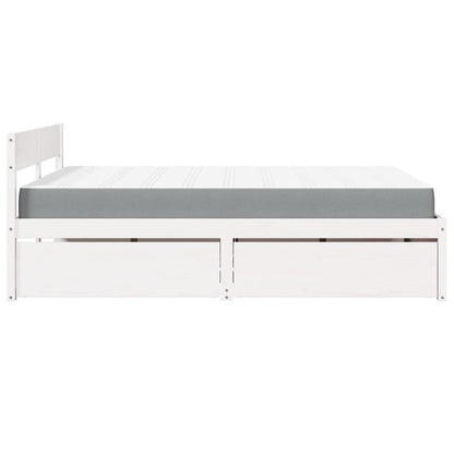 Bed met lades en matras massief grenenhout wit 140x200 cm