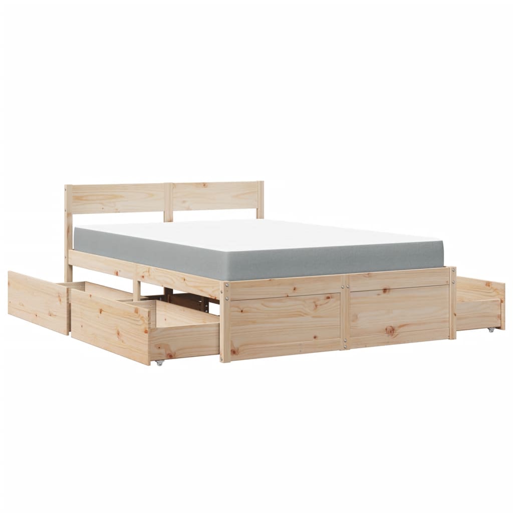 Bed met lades en matras massief grenenhout 120x200 cm