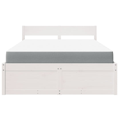 Bed met lades en matras massief grenenhout wit 120x200 cm