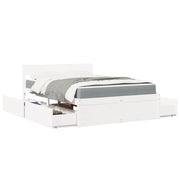 Bed met lades massief grenenhout wit 120x200 cm