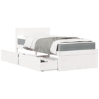 Bed met lades 100x200 cm massief grenenhout wit