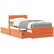 Bed met lades massief grenenhout wasbruin 100x200 cm