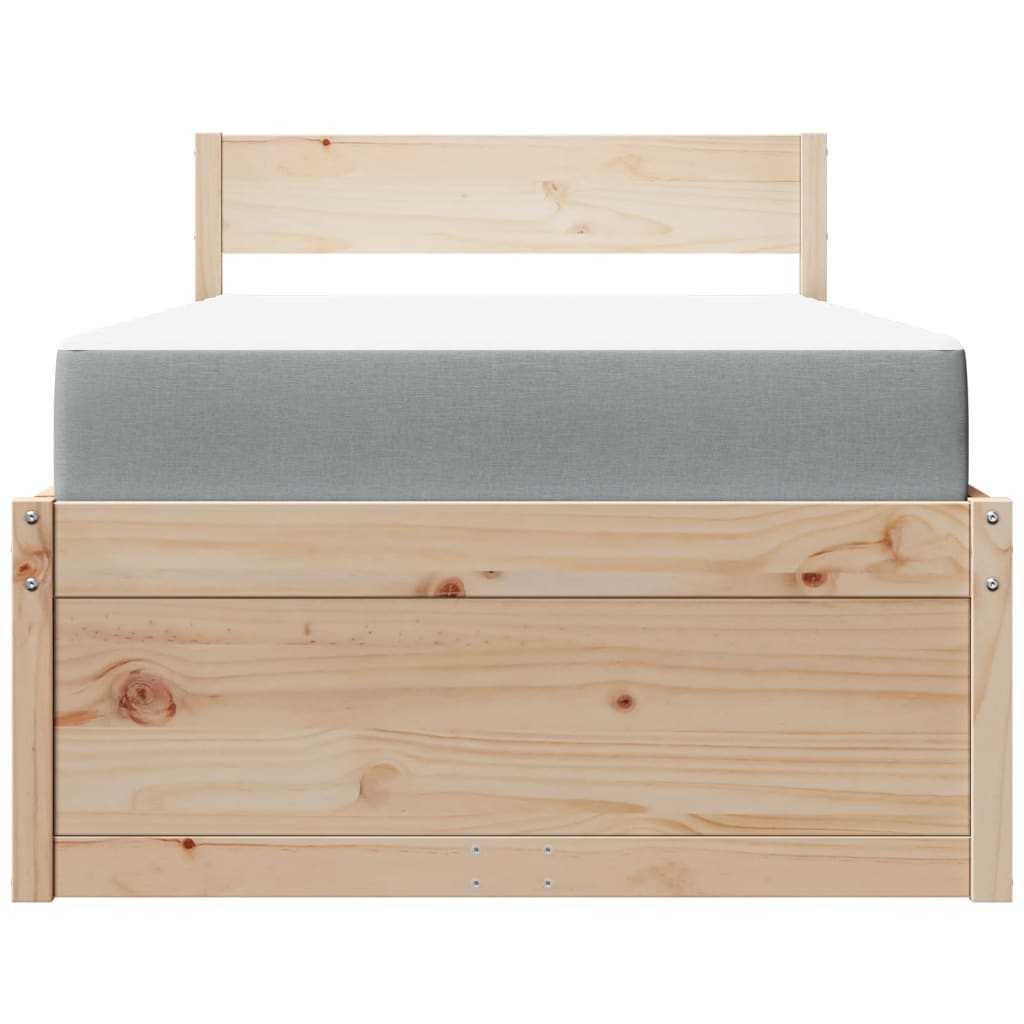Bed met lades en matras massief grenenhout 90x200 cm