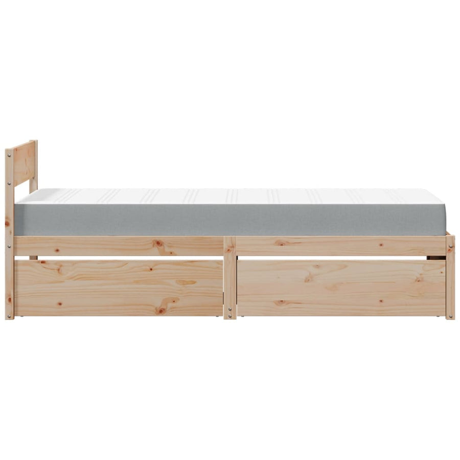 Bed met lades en matras massief grenenhout 90x200 cm