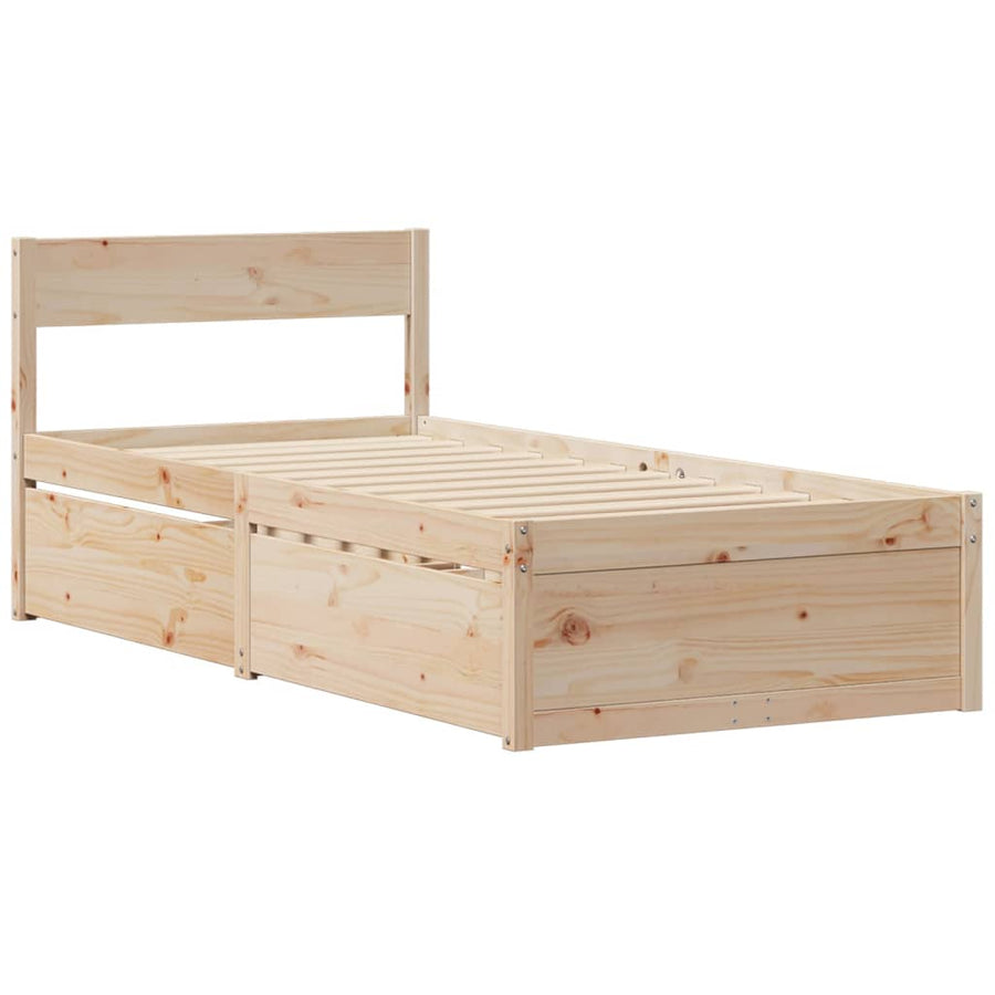 Bed met lades en matras massief grenenhout 90x200 cm