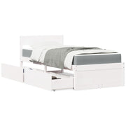 Bed massief grenenhout wit 90x200 cm met lades