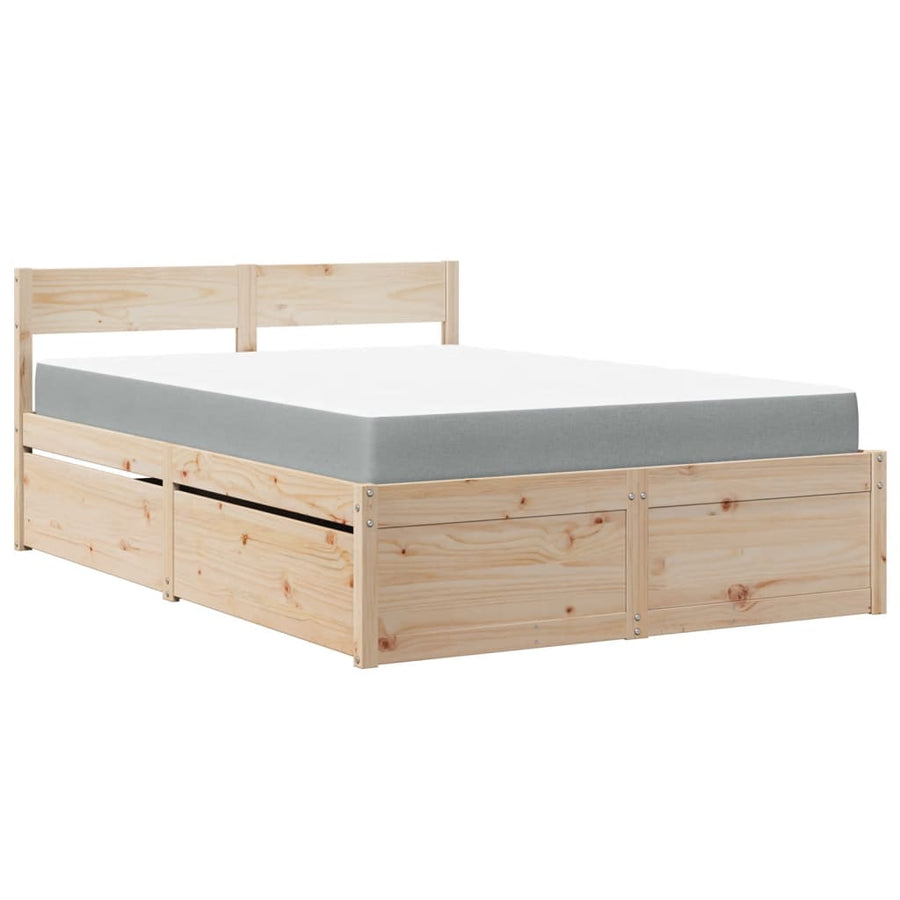 Bed met lades en matras massief grenenhout 140x190 cm