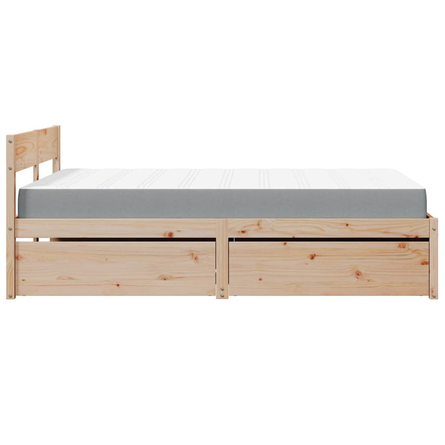 Bed met lades en matras massief grenenhout 140x190 cm