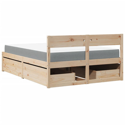 Bed met lades en matras massief grenenhout 140x190 cm