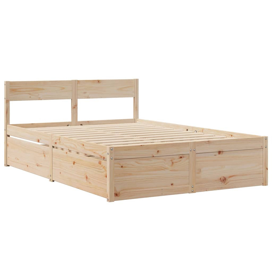 Bed met lades en matras massief grenenhout 140x190 cm