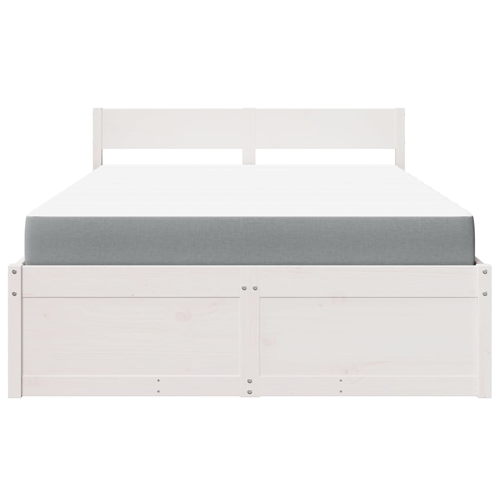 Bed met lades en matras massief grenenhout wit 140x190 cm
