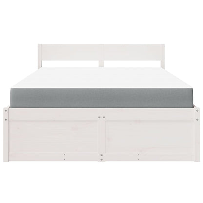 Bed met lades en matras massief grenenhout wit 140x190 cm