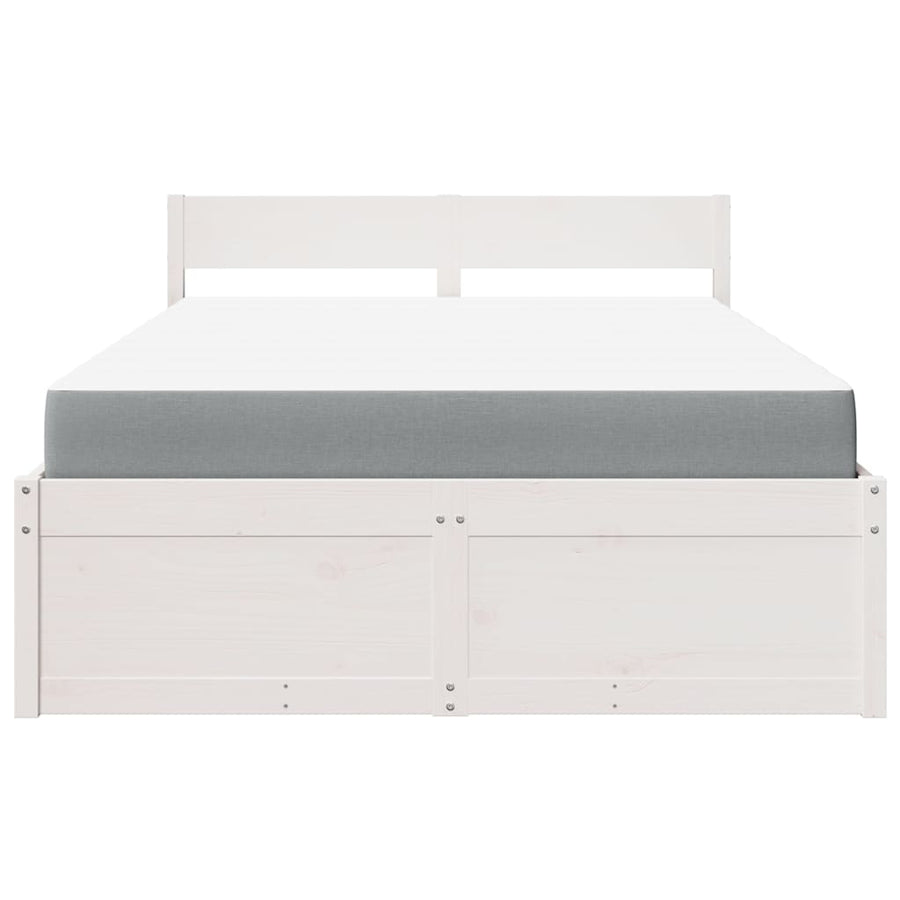 Bed met lades en matras massief grenenhout wit 140x190 cm