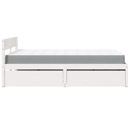 Bed met lades en matras massief grenenhout wit 140x190 cm