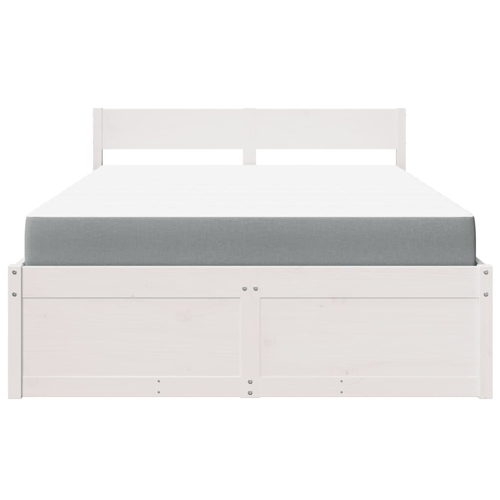 Bed Met Lades En Matras Massief Grenenhout 120 x 190 cm Wit