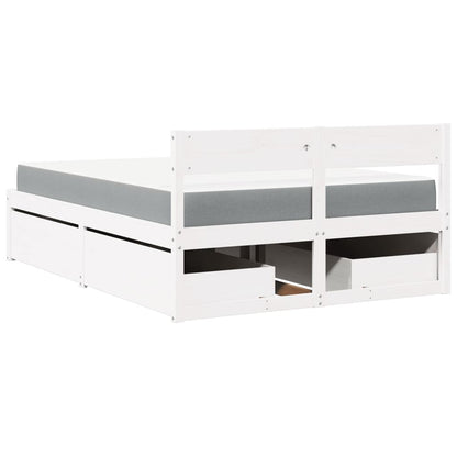 Bed Met Lades En Matras Massief Grenenhout 120 x 190 cm Wit