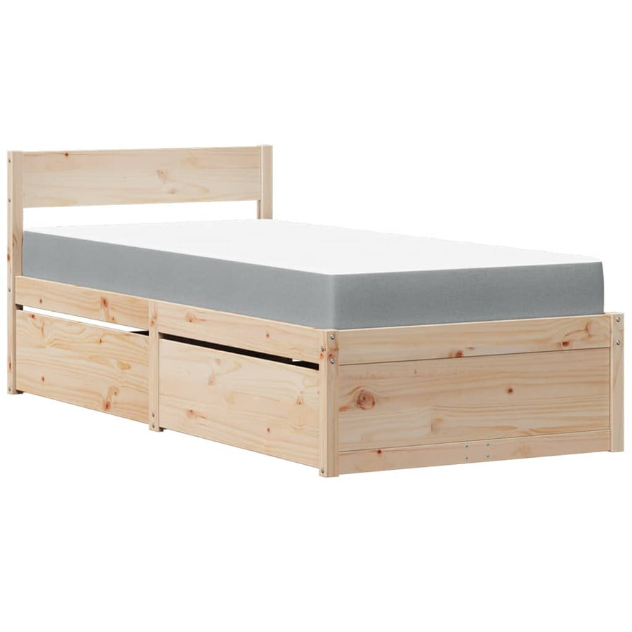 Bed met lades en matras massief grenenhout 90x190 cm