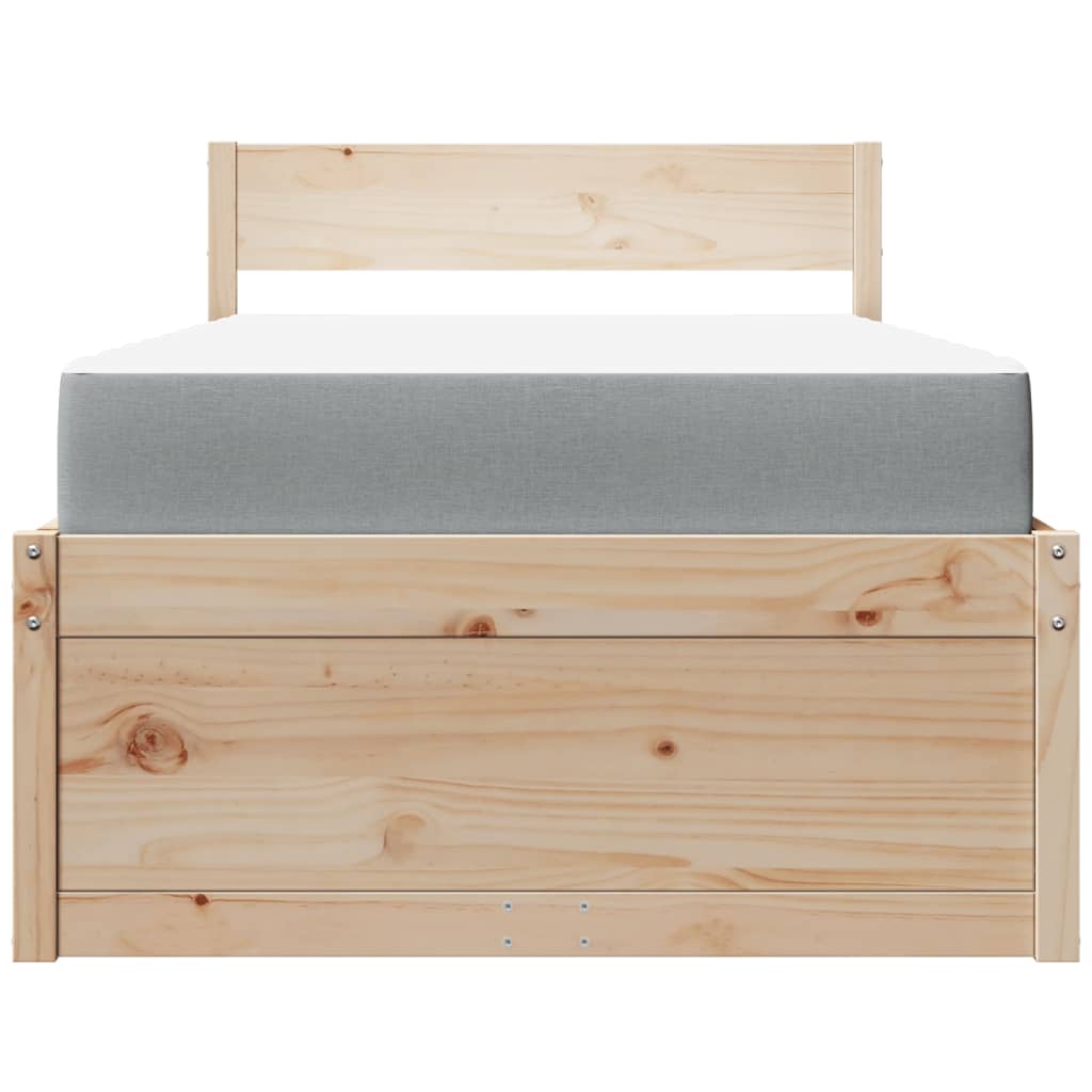 Bed met lades en matras massief grenenhout 90x190 cm