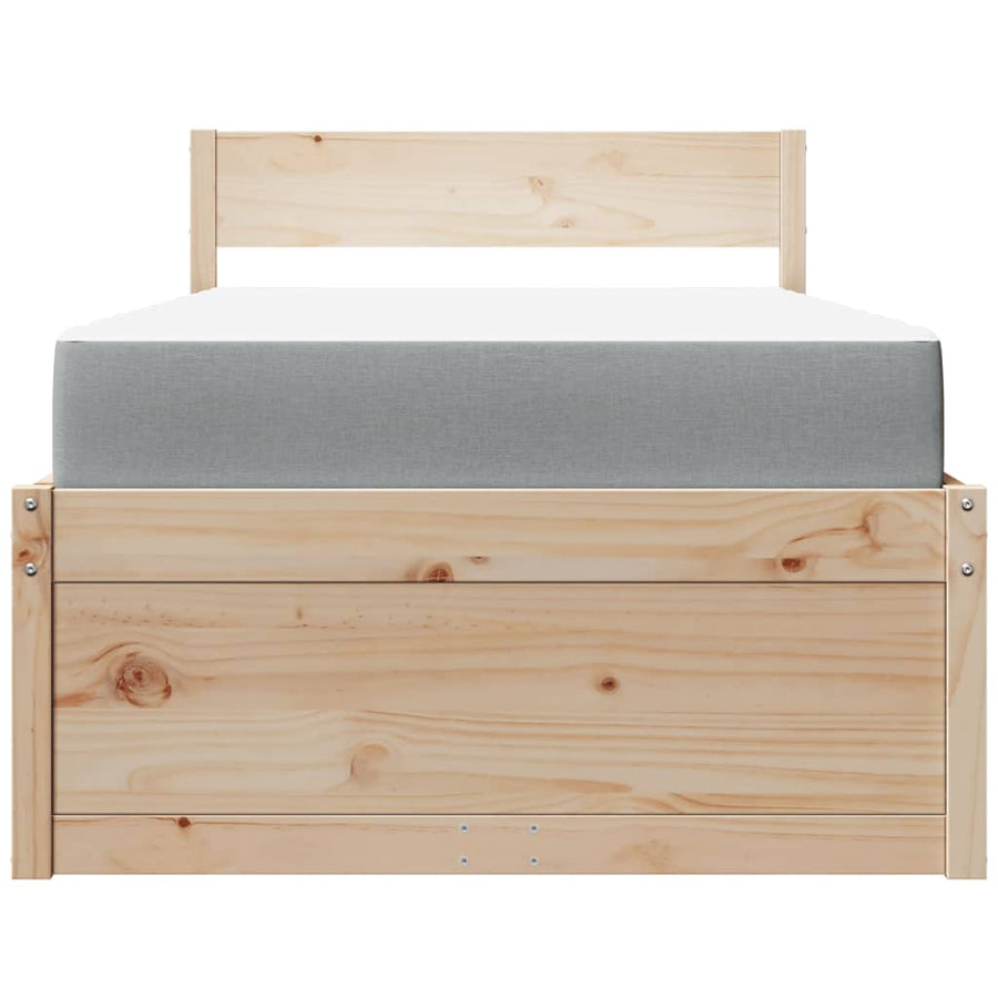 Bed met lades en matras massief grenenhout 90x190 cm