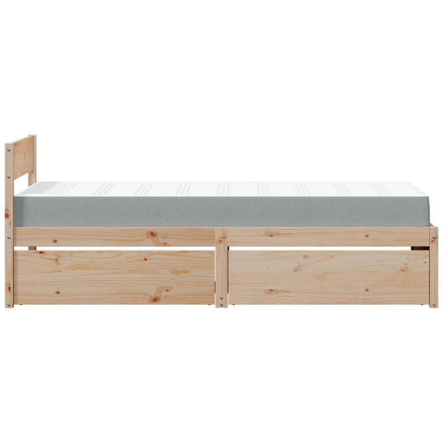 Bed met lades en matras massief grenenhout 90x190 cm
