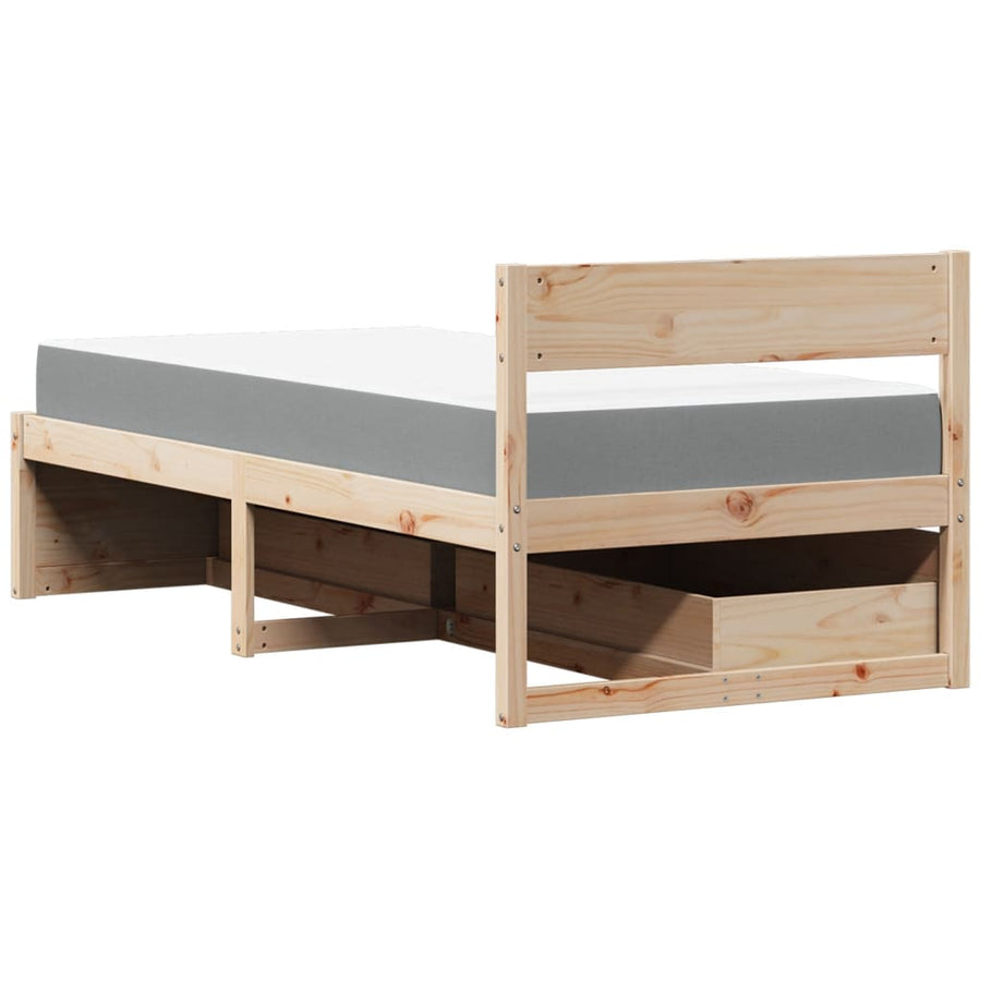 Bed met lades en matras massief grenenhout 90x190 cm
