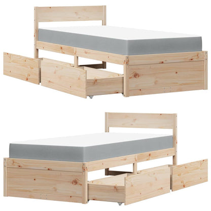 Bed met lades en matras massief grenenhout 90x190 cm