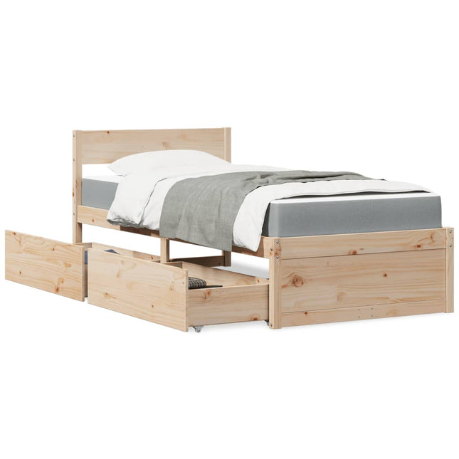 Bed met lades en matras massief grenenhout 90x190 cm