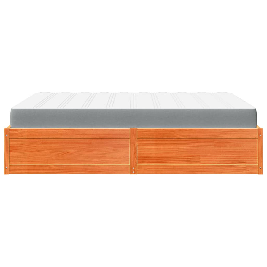 Bed met matras massief grenenhout wasbruin 160x200 cm