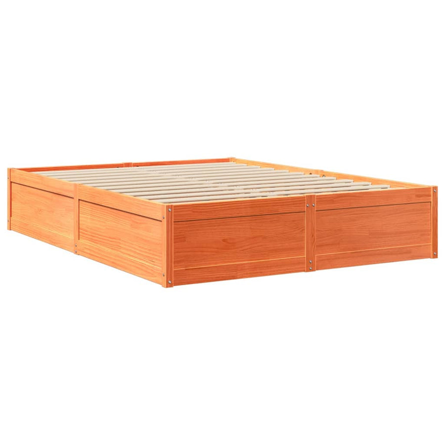 Bed met matras massief grenenhout wasbruin 160x200 cm
