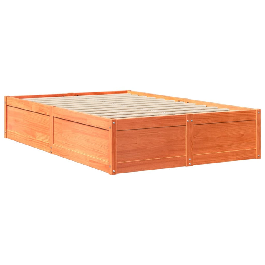 Bed met matras massief grenenhout wasbruin 120x200 cm