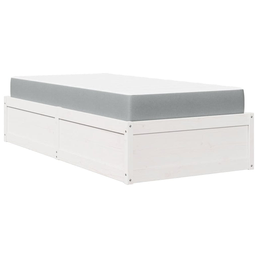 Bed met matras massief grenenhout wit 90x200 cm
