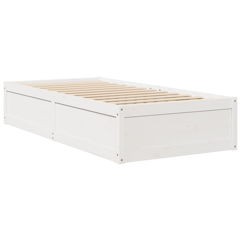 Bed met matras massief grenenhout wit 90x200 cm
