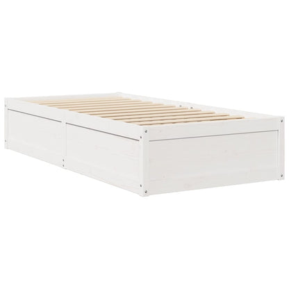 Bed met matras massief grenenhout wit 90x200 cm