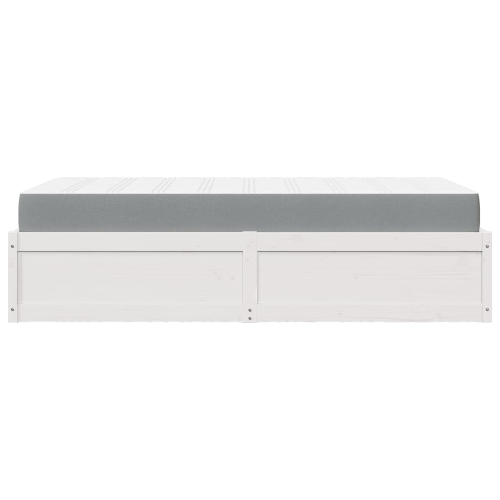 Bed met matras massief grenenhout wit 90x200 cm