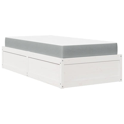 Bed met matras massief grenenhout wit 90x200 cm
