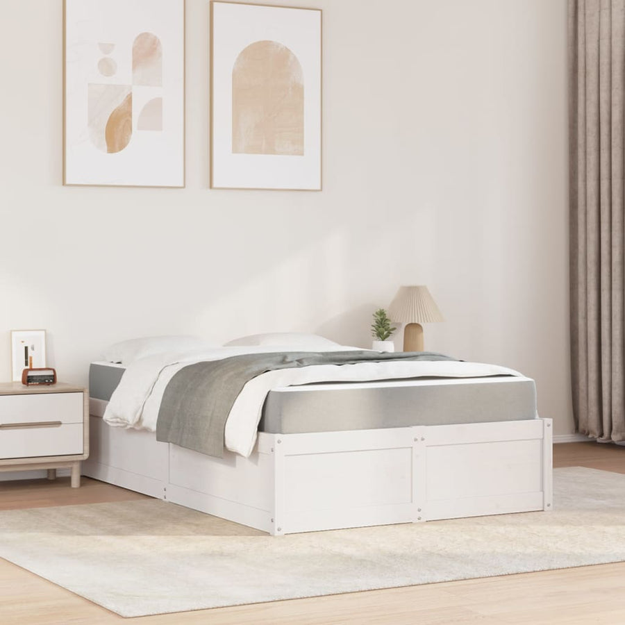 Bed met matras massief grenenhout wit 140x190 cm