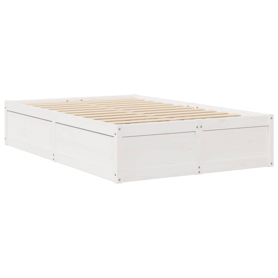Bed met matras massief grenenhout wit 140x190 cm