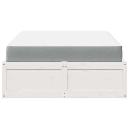 Bed met matras massief grenenhout wit 140x190 cm