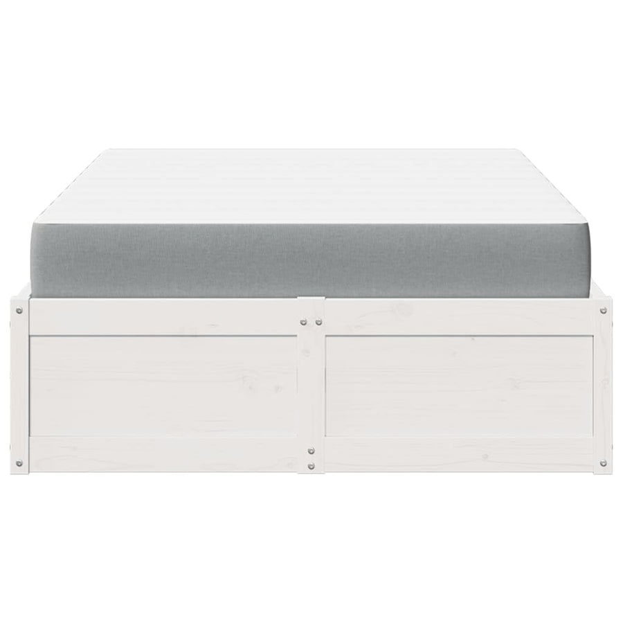 Bed met matras massief grenenhout wit 140x190 cm