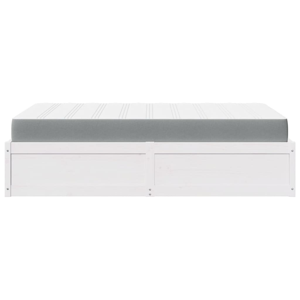 Bed met matras massief grenenhout wit 140x190 cm