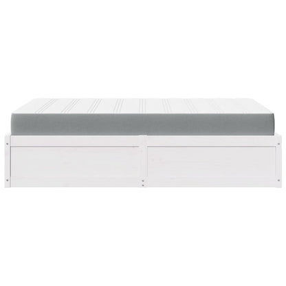Bed met matras massief grenenhout wit 140x190 cm
