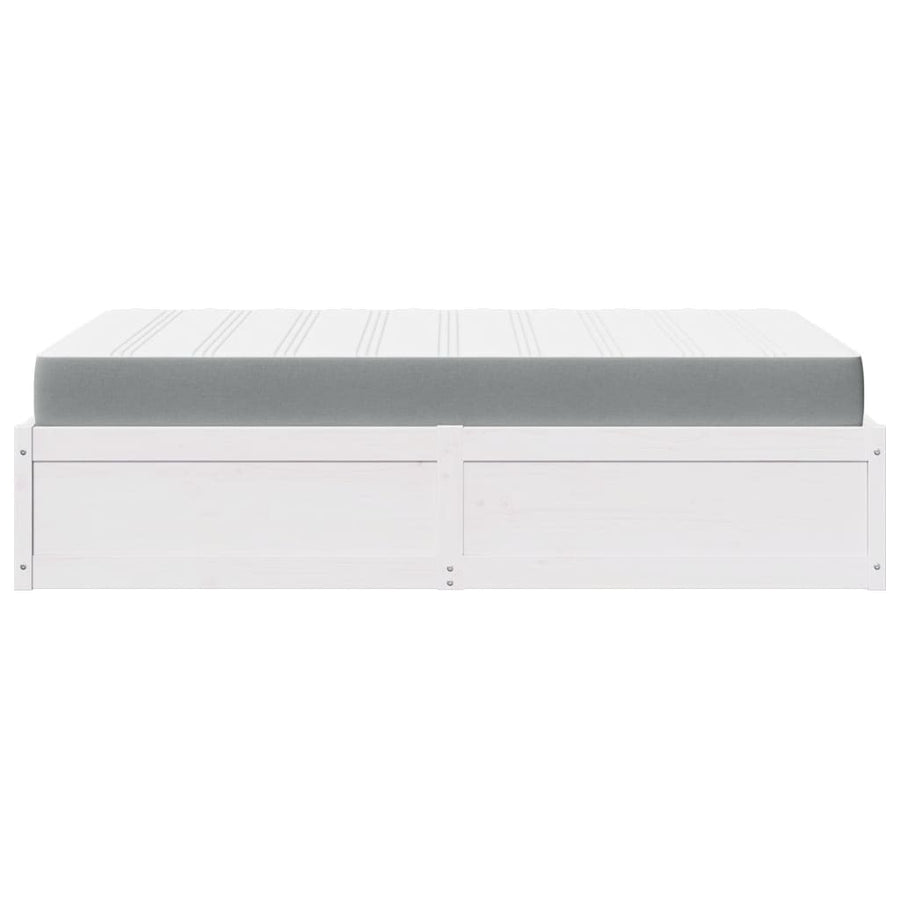 Bed met matras massief grenenhout wit 140x190 cm