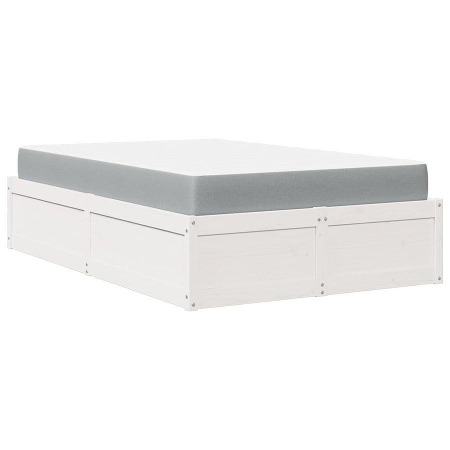 Bed met matras massief grenenhout wit 140x190 cm